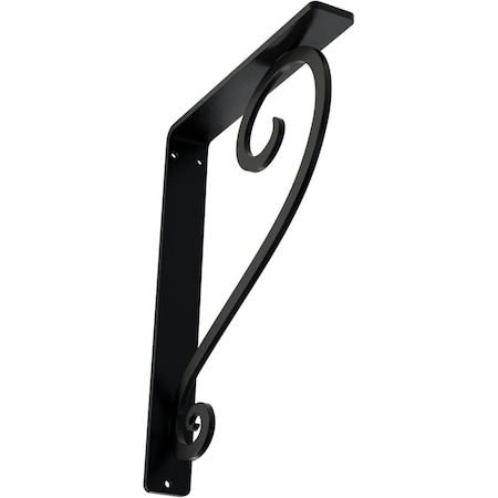 Ekena Millwork Edwards Wrought Iron Bracket, (Single center brace), Powder Coated Black 1 1/2"W x 7 1/2"D x 10"H BKTM01X07X10SED